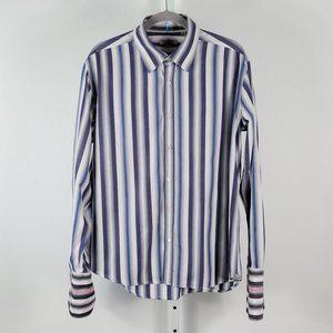 TED BAKER striped dress shirt blue Sz 6 (XXL)